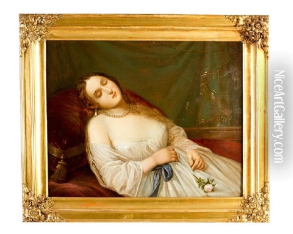 Sleeping Beauty Oil Painting - Natale Schiavoni