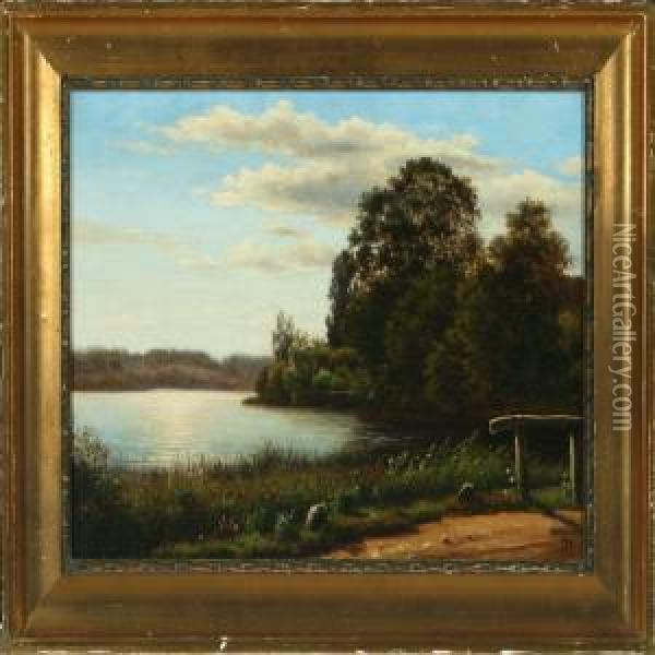Landscape With Alake Oil Painting - Carsten Henrichsen