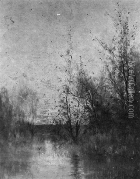 Marsh At Twilight Oil Painting - William Henry Hilliard