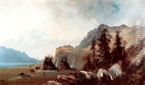 Indian Encampment Oil Painting - Andrew Melrose