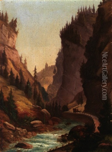 Bach In Berglandschaft Oil Painting - Barthelemy Menn