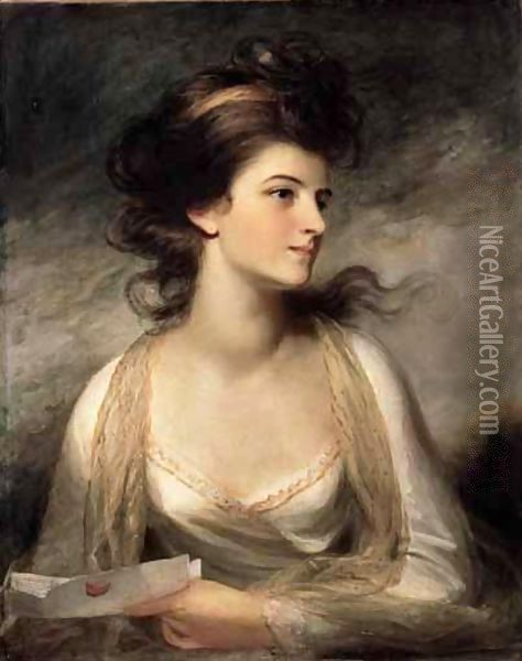 Portrait Of A Lady As Evelina   Oil Painting - John Hoppner