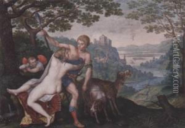 Venus And Adonis Oil Painting - Friedrich The Elder Brentel