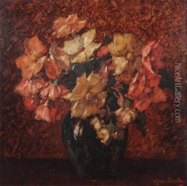 Still Life With Flowers Oil Painting - Alfons, Van Beurden Snr.