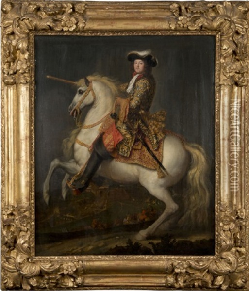 Louis Xiv, Roi De France Et De Navarre, A Cheval Oil Painting - Rene Antoine Houasse