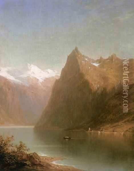 Mountain Lake Scene Oil Painting - John William Casilear
