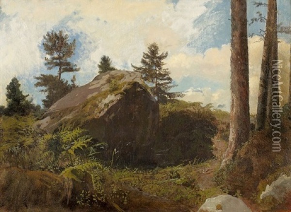 Landschaft Mit Findling Oil Painting - Gustav Heinrich Ott