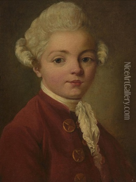 A Portrait Of A Young Boy Oil Painting - Jean-Baptiste Perronneau