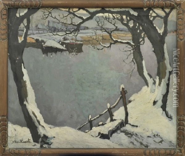 Winter Landscape Oil Painting - Jozef Van Hooste