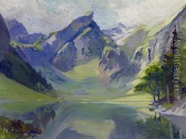 Seealpsee Oil Painting - Carl August Liner