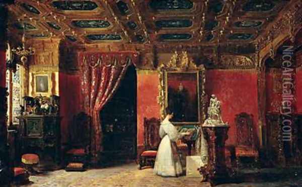 Princess Marie dOrleans 1813-39 in her Gothic Studio in the Palais des Tuileries Oil Painting - Prosper Lafaye or Lafait