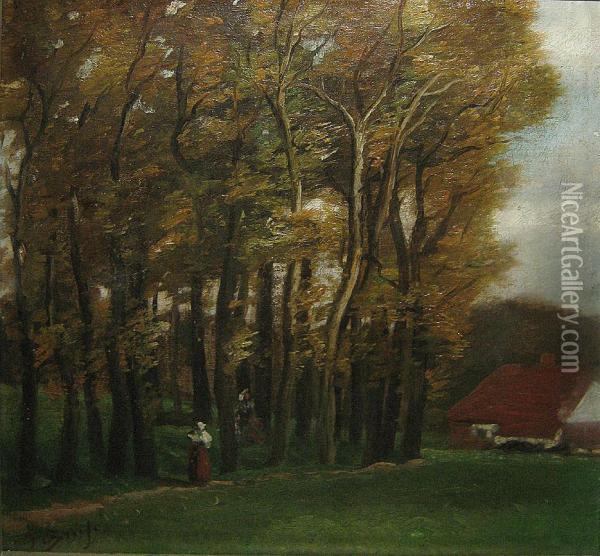 Huis In Het Bos. Oil Painting - Franz Binje