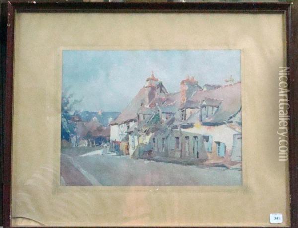 Une Rue De Village Oil Painting - Octave Lafay