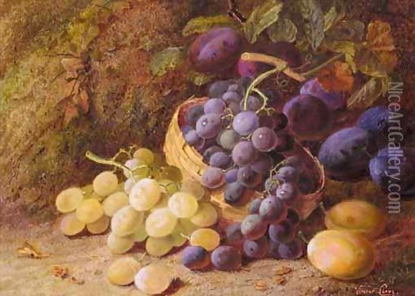 Still Life With Grapes And Plums Oil Painting - Vincent Clare