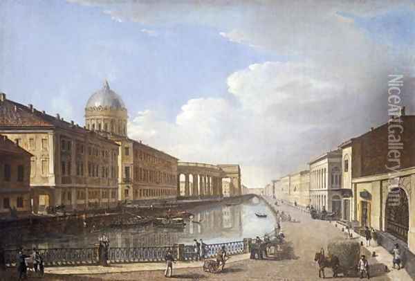 View of Kazan Cathedral, from Ekaterina Canal, St. Petersburg Oil Painting - Timofei Alexeyevich Vasiliev