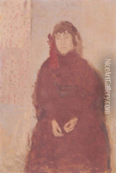 Young Woman In A Mulberry Dress Oil Painting - Gwen John