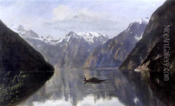 Konigssee Oil Painting - Julius Von Ehren