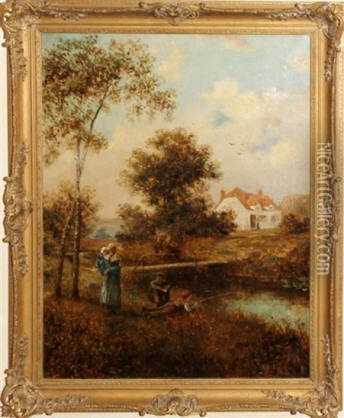 English Country Scene Oil Painting - Henry Martin
