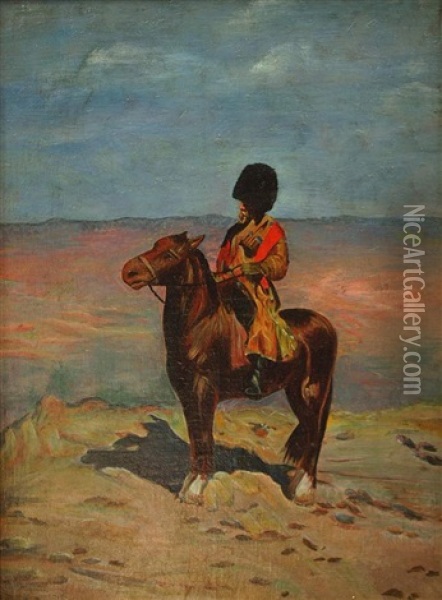 Kosake Zu Pferd In Steppe Oil Painting - Jozef Brandt
