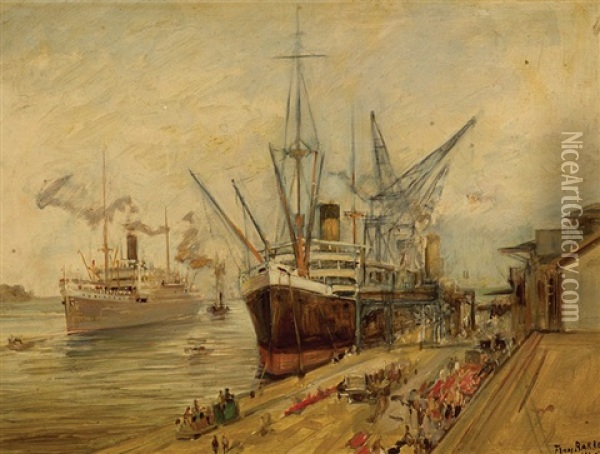 View Of Batavia Harbour Oil Painting - Frans Bakker