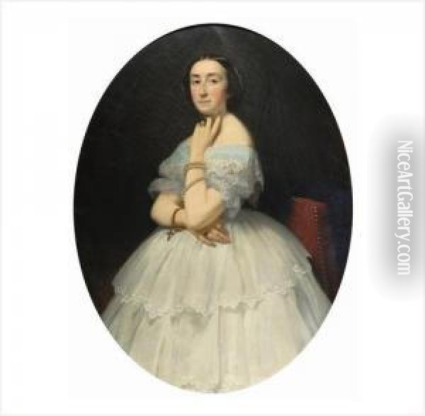 Jeune Femme En Robe De Bal Oil Painting - Jean Pierre Monceret