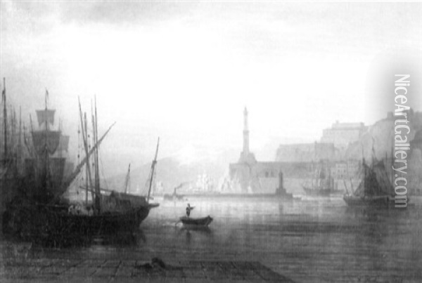 Hafen Von Genua In Leichtem Dunst Oil Painting - Karl Heilmayer