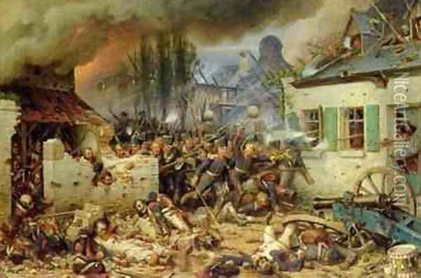 Attacking the Prussians in Plancenoit in the Battle of Waterloo 1863 Oil Painting - Adolf Northern