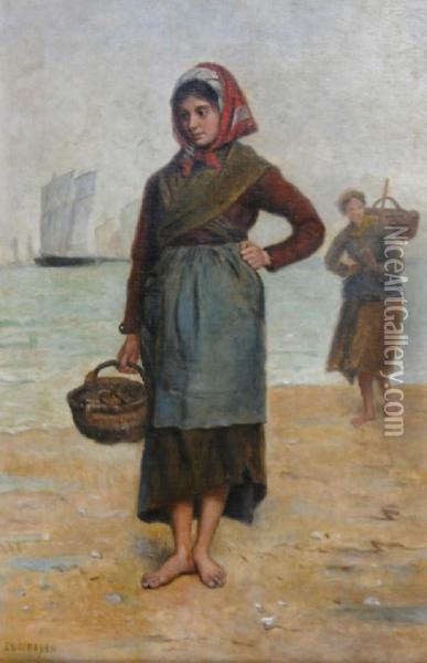 Oyster Gatherer Oil Painting - Eugene Feyen