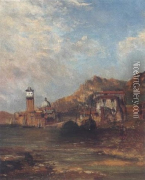 Sudlandische Stadt Am See Oil Painting - Alfred Pollentine