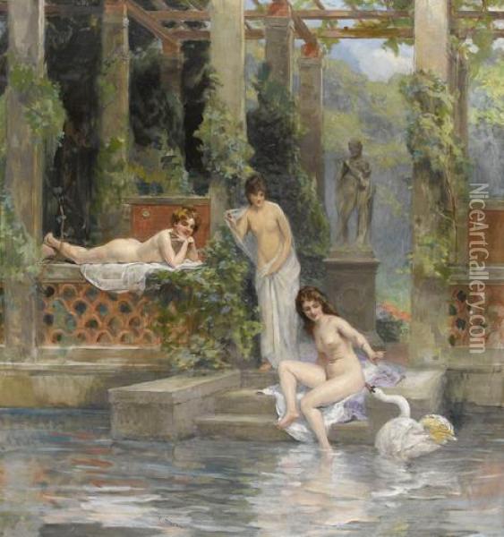 Les Baigneuses Oil Painting - Frederic Dufaux
