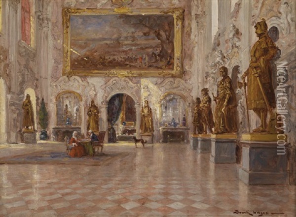 Ein Schlossinterieur Mit Staffage Oil Painting - Lajos Bruck