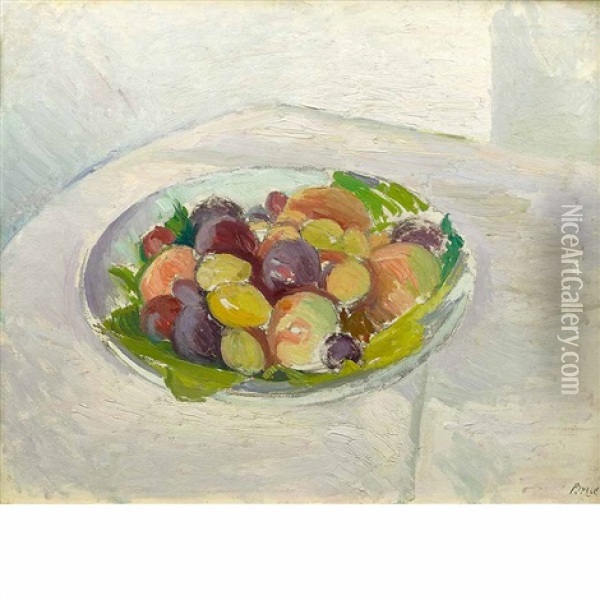 Still Life (with Plate Of Fruit) Oil Painting - Patrick Henry Bruce