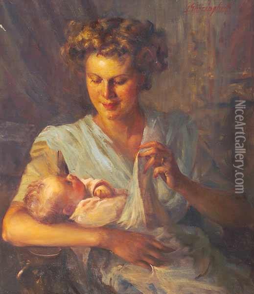 Maternidad Oil Painting - Giuseppe Ghiringhelli