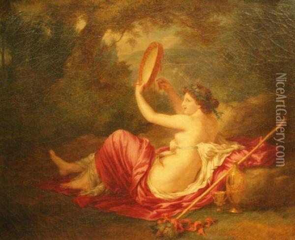 Maenad Playing A Tambourine Oil Painting - William Etty