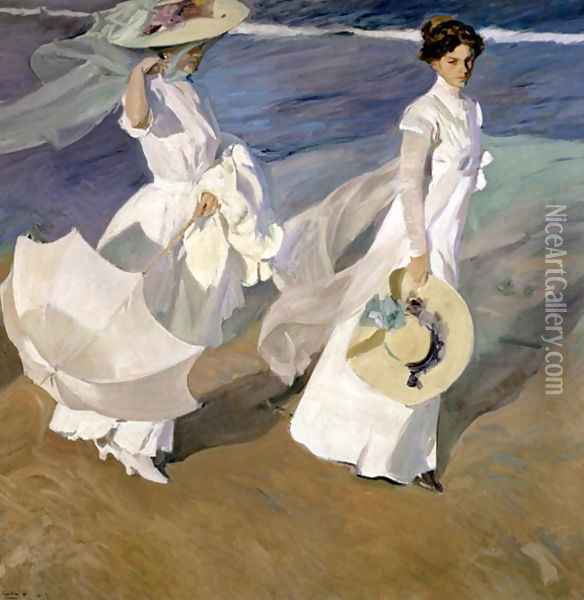 Strolling along the Seashore, 1909 Oil Painting - Joaquin Sorolla Y Bastida