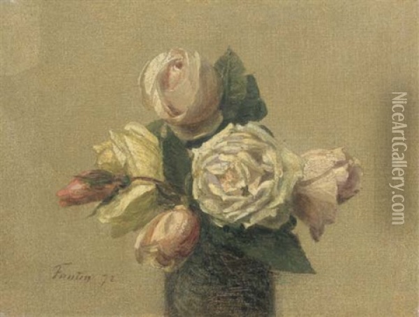 Roses Jaunes Et Roses Oil Painting - Henri Fantin-Latour