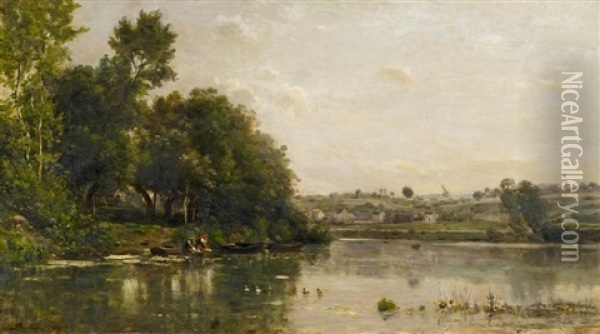 An Den Ufern Der Oise (au Bord De L'oise) Oil Painting - Charles Francois Daubigny