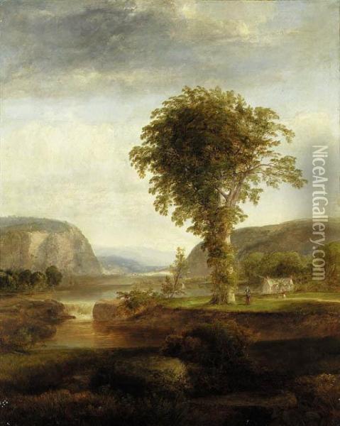Scenery In The Catskills, 1830 Or 1839-40 Oil Painting - Thomas Doughty