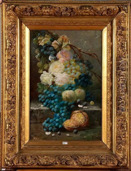 Nature Morte Aux Fleurs Et Aux Fruits Oil Painting - Max Carlier