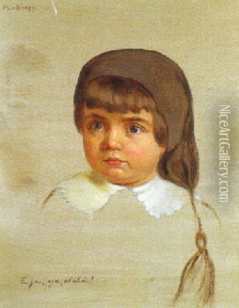 Kind Mit Zipfelmutze Oil Painting - Marie von Knapp