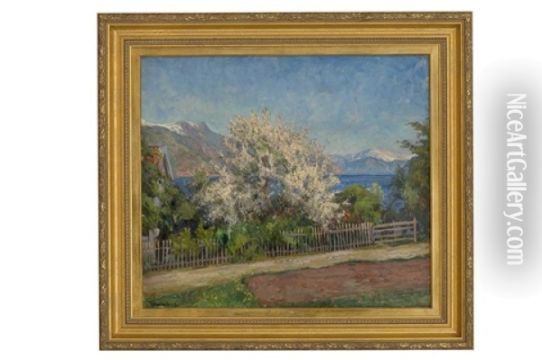 Fruit Blossoming, Balestrand Oil Painting - Thorolf Holmboe