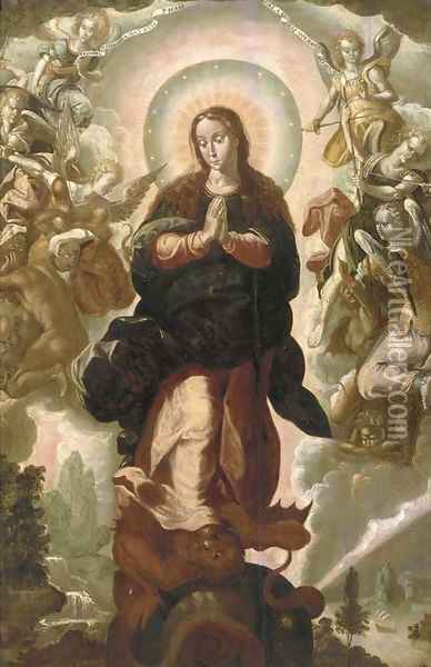 The Madonna triumphant over Evil Oil Painting - School Of Seville