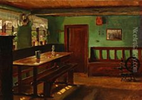 Country Interior Oil Painting - Hans Ludvig Smidth