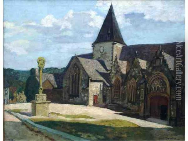 Eglise De Rochefort En Terre, Morbihan Oil Painting - Henri Dabadie