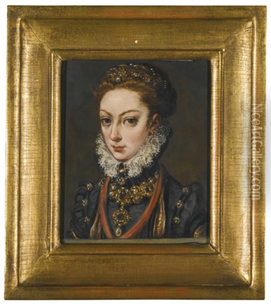 Portrait Of Lady, Traditionally Identified As Anne Of Austria, Head And Shoulders, Wearing A Lace Ruff Oil Painting - Frans Pourbus the younger