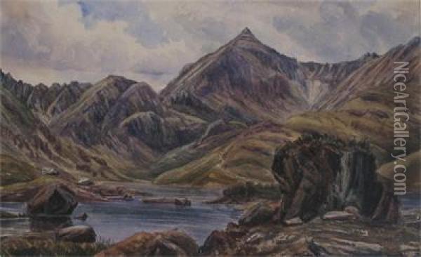 Snowdon From Llyn Llyndow, Wales Oil Painting - Charles Gilbert Heathcote