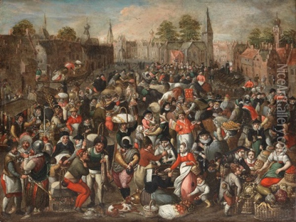 A Busy Market Scene Oil Painting - Pieter Balten