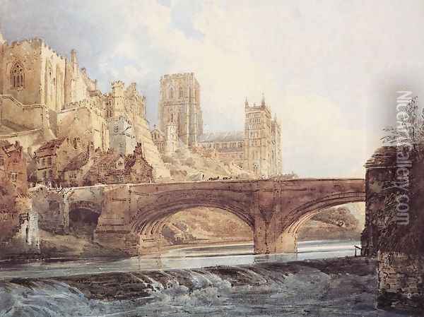Durham Cathedral and Castle I Oil Painting - Thomas Girtin