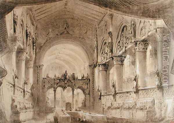Set design for Act II of a performance of the opera 'Macbeth' Oil Painting - Charles Antoine Cambon