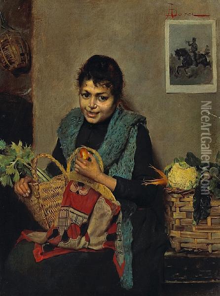 Home From The Market Oil Painting - Adolfo Bacci